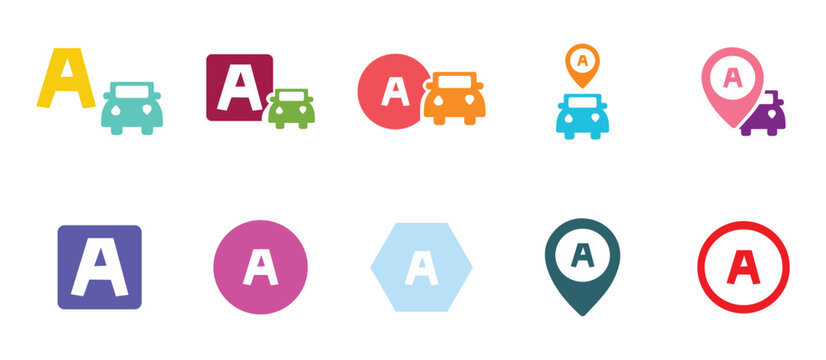 Colorful alphabet letters in various shapes and styles with geometric patterns