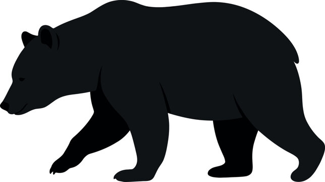 Realistic Walking Brown Bear Silhouette Illustration Isolated Wildlife Animal Vector Design for Nature Forest and Outdoor Projects
