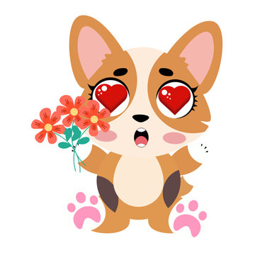 Cute corgi puppy character illustration