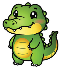 Fototapeta premium Cute crocodile cartoon character standing with a happy smile vector illustration