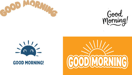 Good morning typography collection vector designs for positive daily greetings © PNG master