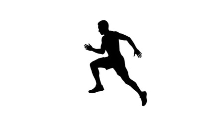 Obraz premium Silhouette of a Running Man in Dynamic Pose Against White Background for Fitness and Sports Illustration