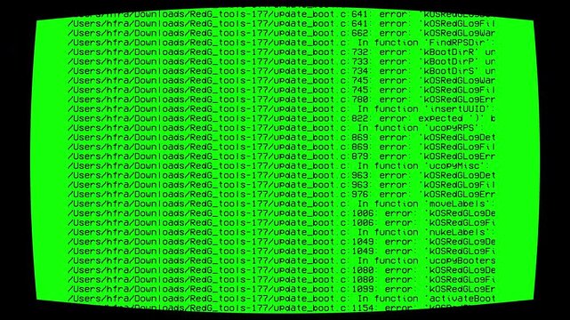 Green digital code scrolls across a retro CRT monitor, creating a futuristic hacker interface. The abstract display evokes programming, cybersecurity, terminal screens, and data processing