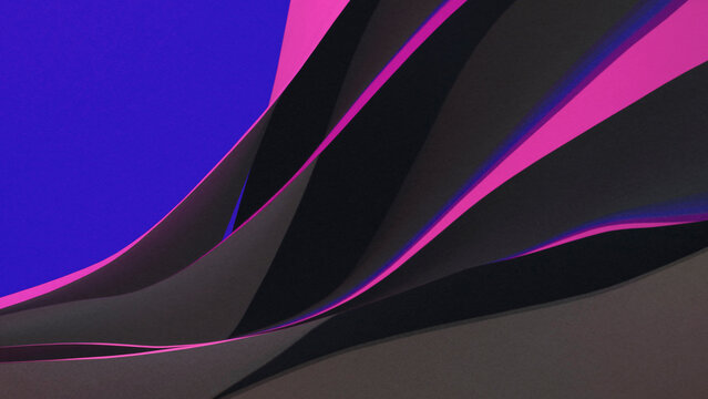 Wavy shapes illuminated by pink light, studio shot photo