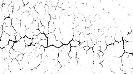 Obraz premium Cracked surface with many small and large cracks and fissures in white and black