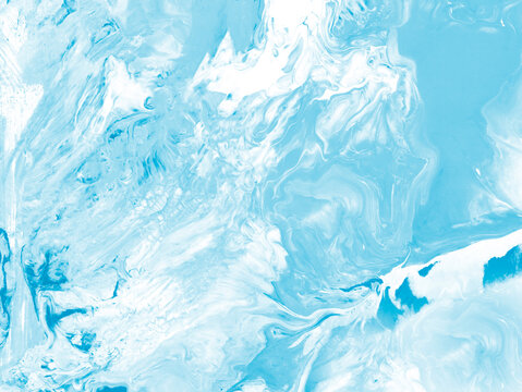 Blue abstract creative  hand painted background, fluid art, marble texture