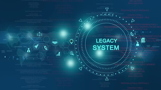 Legacy system digital interface: cyber security, blockchain technology, and global network data visualization