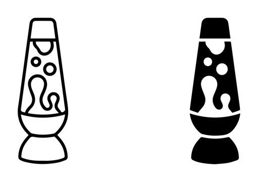 Retro Lava Lamp Icons, Psychedelic 70s Style, Groovy Liquid Motion, Vintage Lighting Vector Art