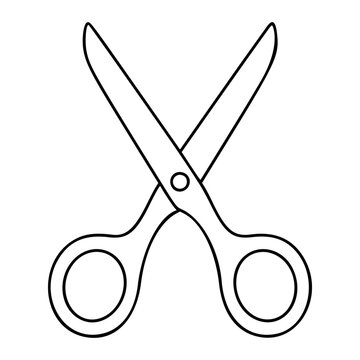 Scissors Vector Icon Line Art Illustration. Minimalist hand drawn outline of cutting shears for tailoring, crafting and office supplies. Simple scalable vector graphic for modern design use.