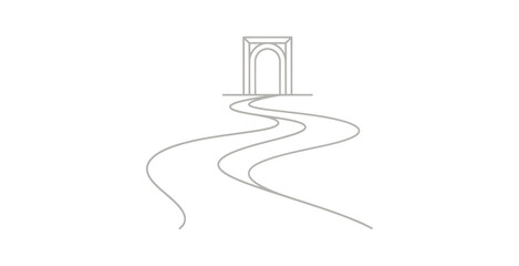 Fototapeta premium Minimalist Open Door and Winding Path Vector Icon