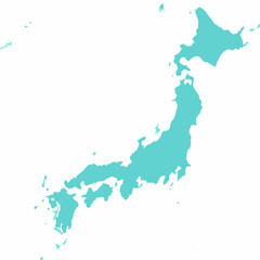 Japan Map Silhouette Against A White Background Minimalist Teal Design © Juel