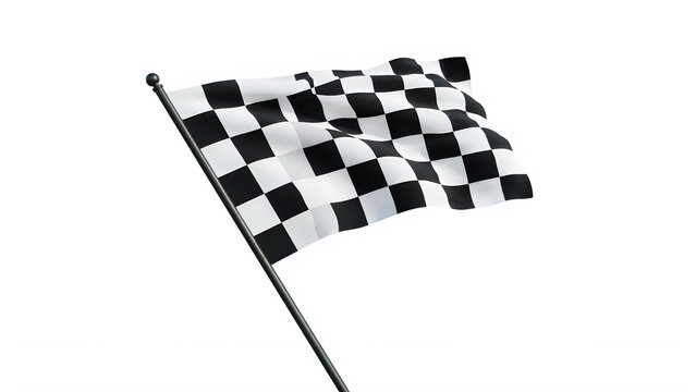 Checkered racing flag isolated. Waving finish line banner for motorsport competition.