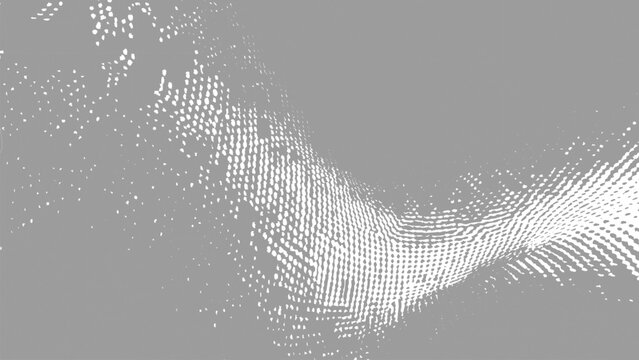 Halftone wave pattern with dots on grey background  abstract design element
