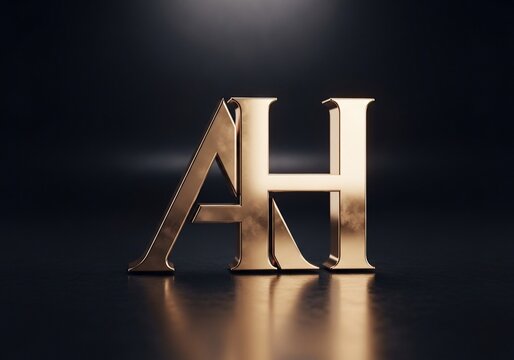 金文字イニシャル「AH」 抽象的 背景