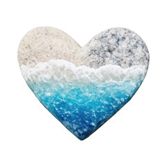 Fototapeta premium Heart-shaped ocean-themed PNG with a transparent background.