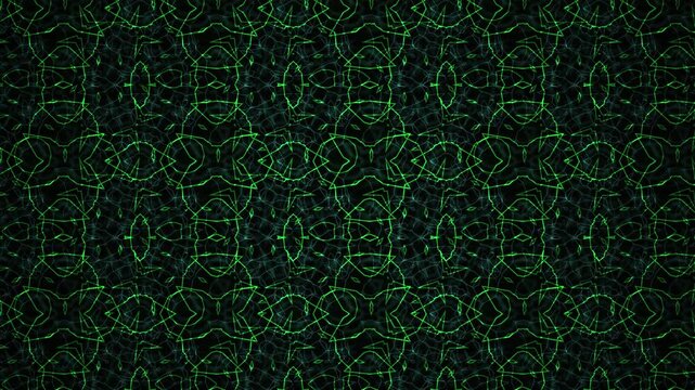 Trippy psychedelic background with glowing green fractal patterns and seamless loop motion graphics