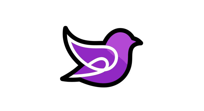 Modern stylized purple bird outline logo on white.