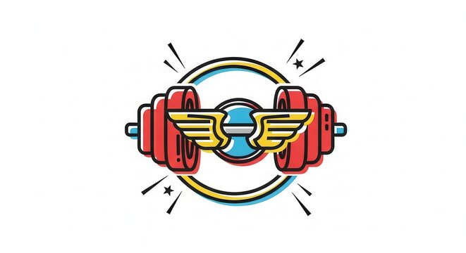 Winged Dumbbell Icon - Gym, Fitness, Strength, Workout, Health, Sport, Power