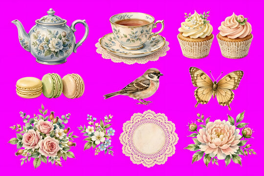 flowers and home instruments clipart