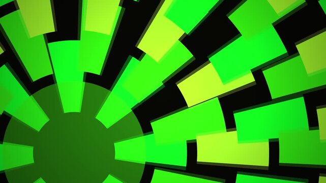 Vibrant green trippy background with neon glowing rectangles in a seamless loop motion graphics animation