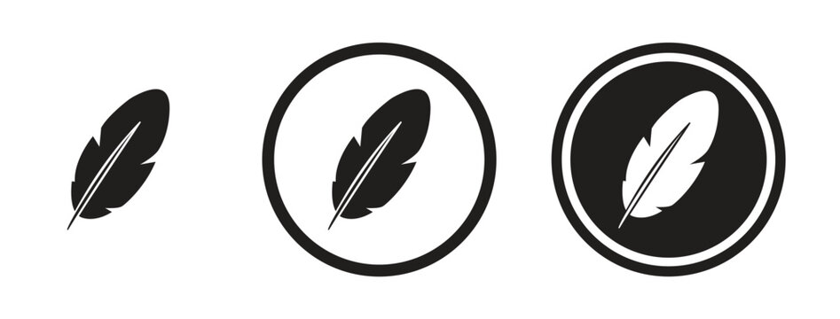 Feather Vector Icon Set with Circular Variations