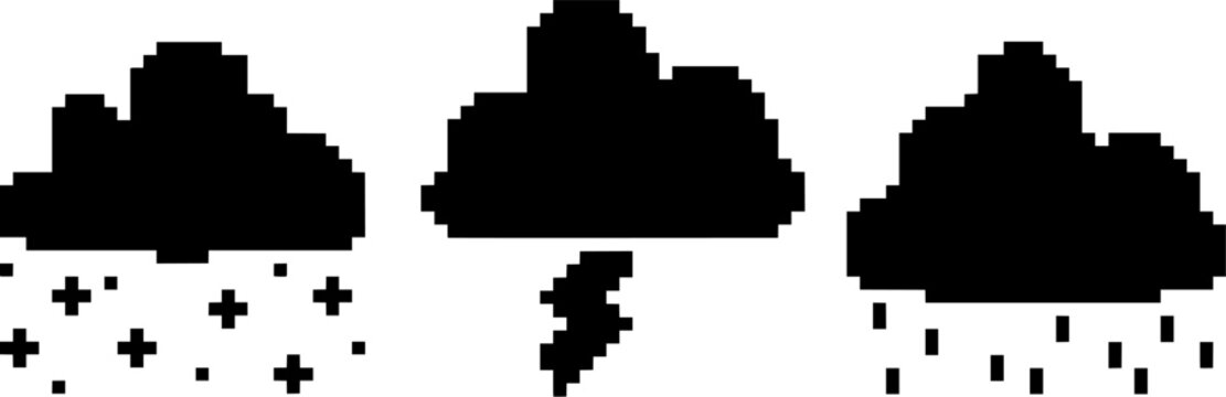 a set of clouds in pixel art