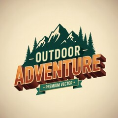 Obraz premium outdoor adventure logo, mountain and forest emblem