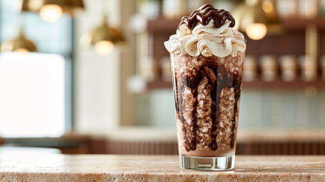 ホイップクリームがたっぷりのチョコレートフラッペ ｜ カフェ風