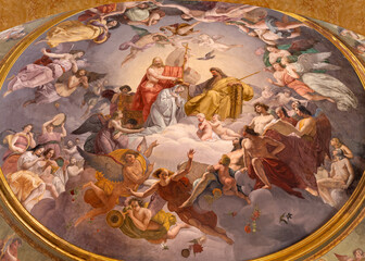 Fototapeta premium Novara - The fresco of Coronation of Virgin Mary in church Cattedrale di Santa Maria Assunta by Carlo Bazzi (1875 – 1947)