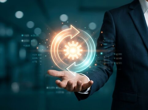 Professional Holding Round the Clock Service Icon Representing Reliable Customer Assistance and Enterprise Support Management