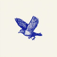 Fototapeta premium Vintage blue bird illustration
