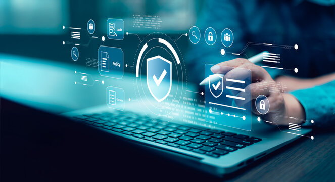 Regulatory compliance dashboard with audit, policy, checklist, access control and verification tools, representing governance, risk monitoring and secure business operations.
