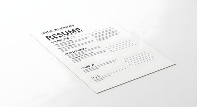 Professional Resume Document with Text and Layout Design for Job Application and Employment Use
