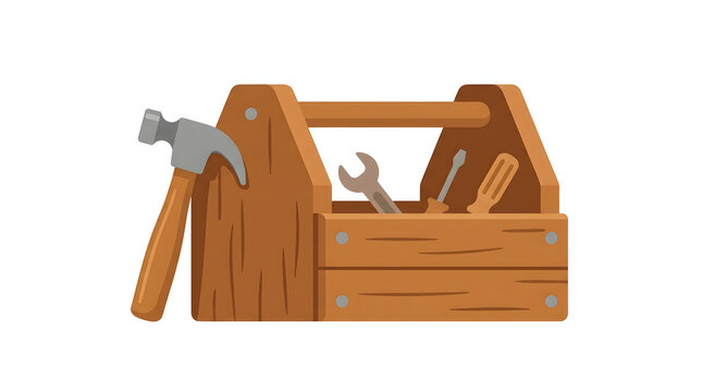 Professional wooden toolbox filled with essential hand tools for construction and repair projects.