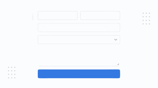 Minimal contact form interface with blank input fields, dropdown selector, large message area and blue send button on abstract background, clean web UX layout vector illustration for support pages