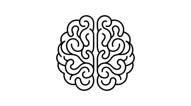 Symmetrical human brain line art logo
