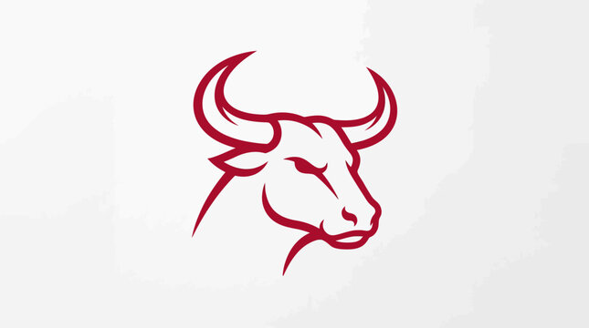 Red bull head outline logo design.
