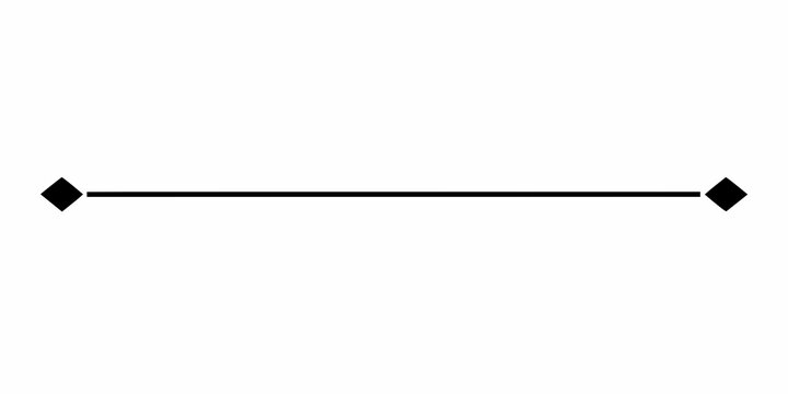 Horizontal Line With Diamond Terminals On White Background segment