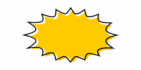 Yellow Comic Book Explosion Burst With Black Outline On White Background © Anik
