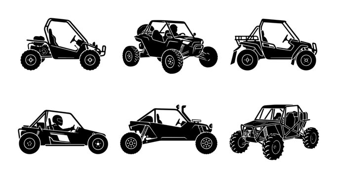 Off-Road Buggy Collection, Dune Buggy Vector Set, All-Terrain Vehicle Icons, Outdoor Adventure Vehicle Graphics