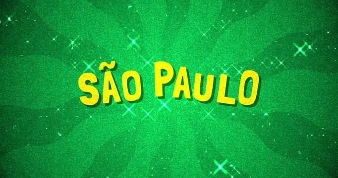 S&atilde;o Paulo text - Brazil Colors glitter background