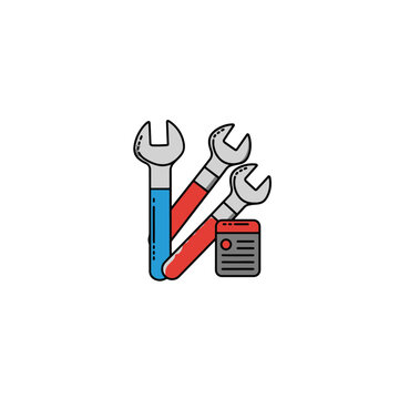 Tools for repair and building. Hummer, file, corner ruler, pilers on white background top view copy space