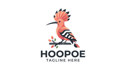 Hoopoe bird vector logo illustration featuring a colorful geometric design on a clean white background © VectroGraphy