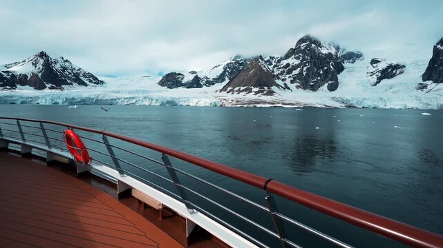 Cruise Goes Through Svalbard Showing Glaciers, Mountains And Wildlife