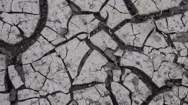 Cracked dry soil texture with deep natural patterns, drought and climate change concept showing dry land, environmental issues and desert conditions