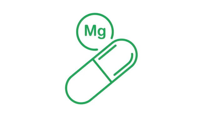 Green magnesium supplement pill icon