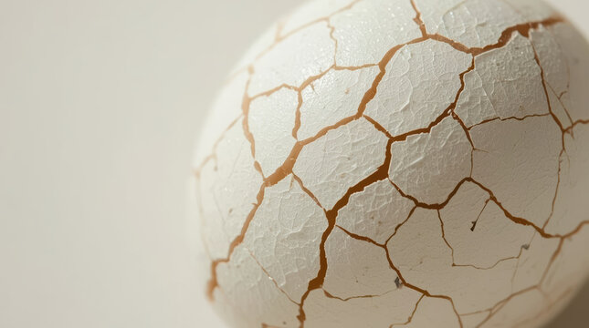 Cracked eggshell with golden fissures macro texture minimalist organic surface
