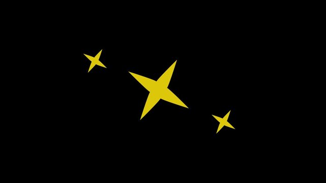 Golden Twinkling Stars Animation on Black Background Sparkle Star Loop 4K Golden glowing five star flat symbol animation with transparent black background.
