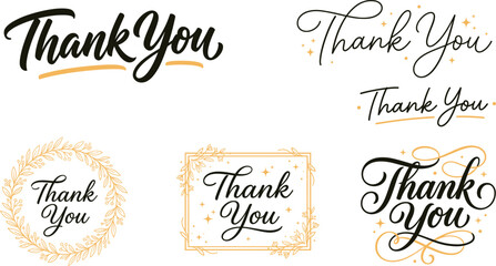 Thank you typography designs showing gratitude, appreciation, decorative lettering, elegant script, creative message, and artistic style © MSTESMOTARA