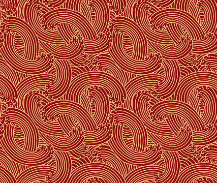 Chinese dragon scale wave pattern vector background with traditional oriental style